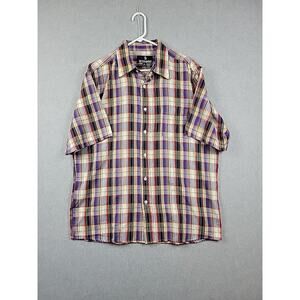 Strobe 100% Cotton Colorful Woven Plaid SS Button Up Shirt Men's XL